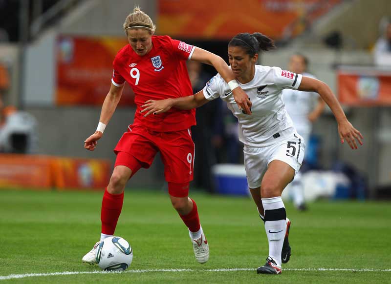 Ellen White in action for England against New Zealand.